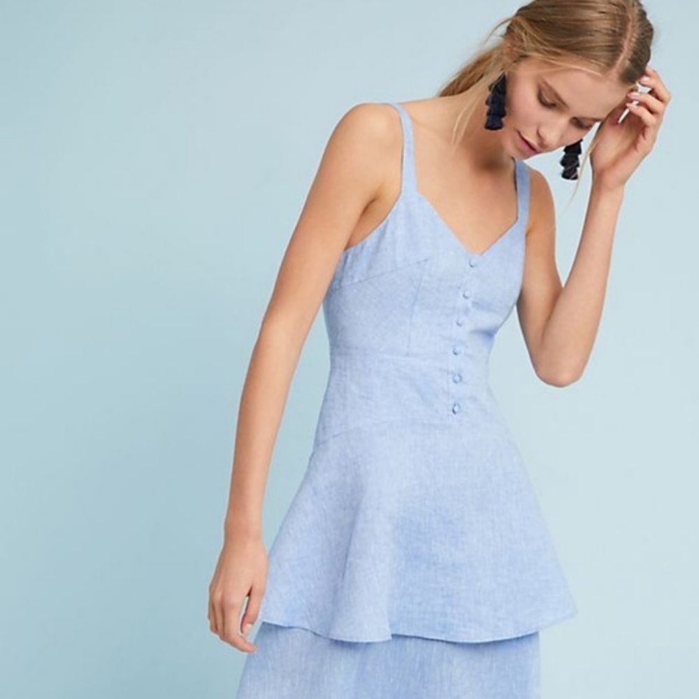 Anthropologie Steele light blue linen dress